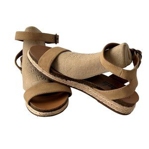 Sheln Platform Sandals Espadrilles Camel Tan Open Toe Ankle Fasten Womens Sz 8.5